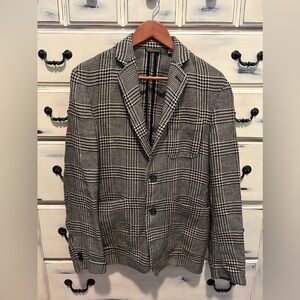 Billy Reid Black and Tan Plaid Blazer